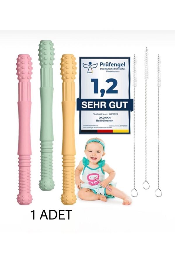 Moory Duyusal Diş Kaşıyıcı SARI-Oral Motor Terapi-Oral Keşif-Dişlik-Çiğneme Tüpü- Beslenme Tüpü
