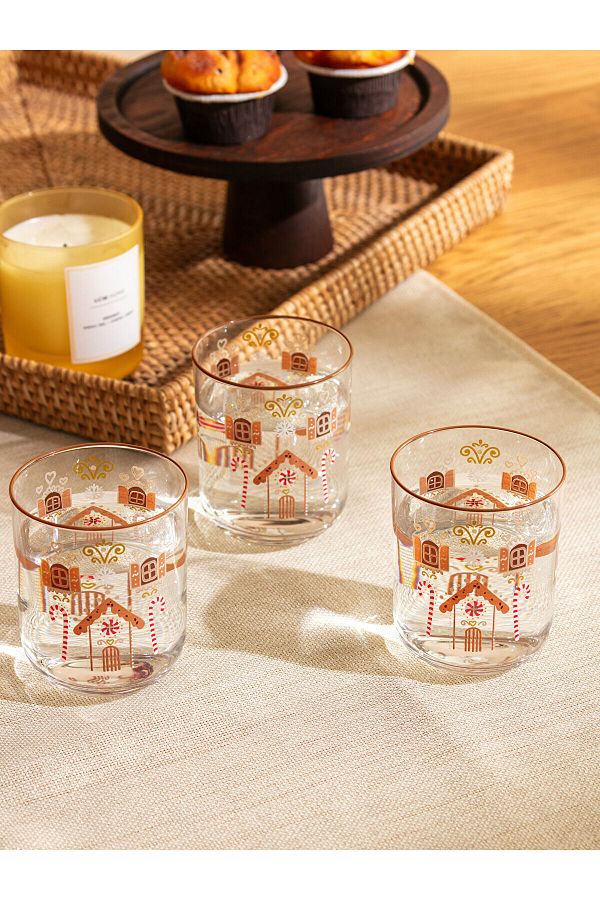 LC Waikiki-Lcwk New Year's Printed Glass Glass Set of 3 350 ml 1