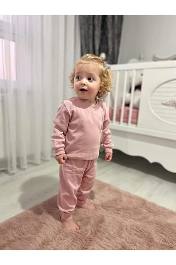 Mini Ropa Pembe Mevsimlik Kız Bebek Takımı Alt Üst Sweat Takım