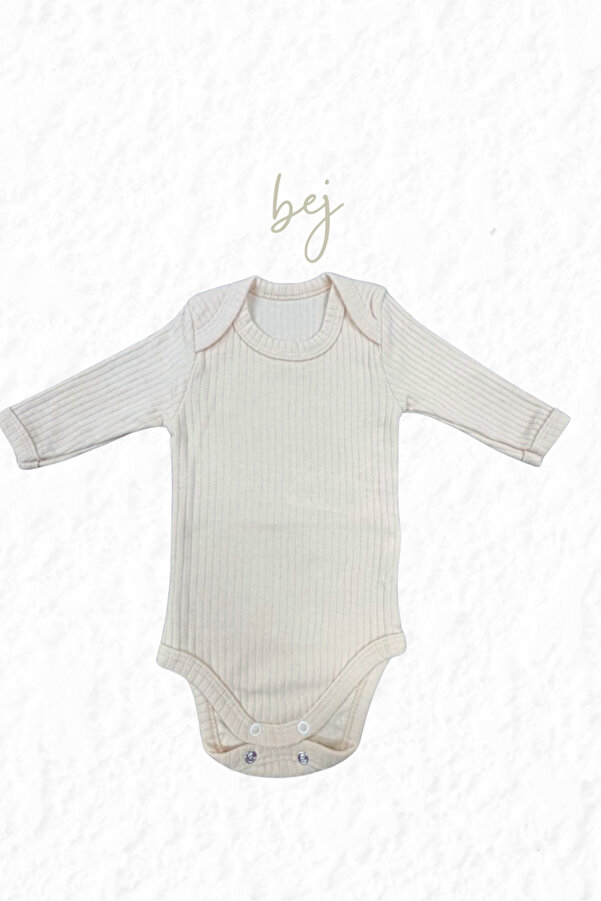 Akface Pamuk Penye  Çıtçıtlı Yenidoğan ve Bebek Uzun kollu Fitilli Body