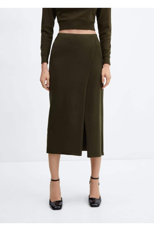 MANGO Woman-Woven wrap skirt 1