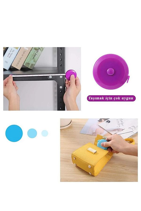 Hanedanev-1.5 Meter Automatic Stripe Tape Measure - Round Pocket, 150 cm Mezro Tailor Meter 1
