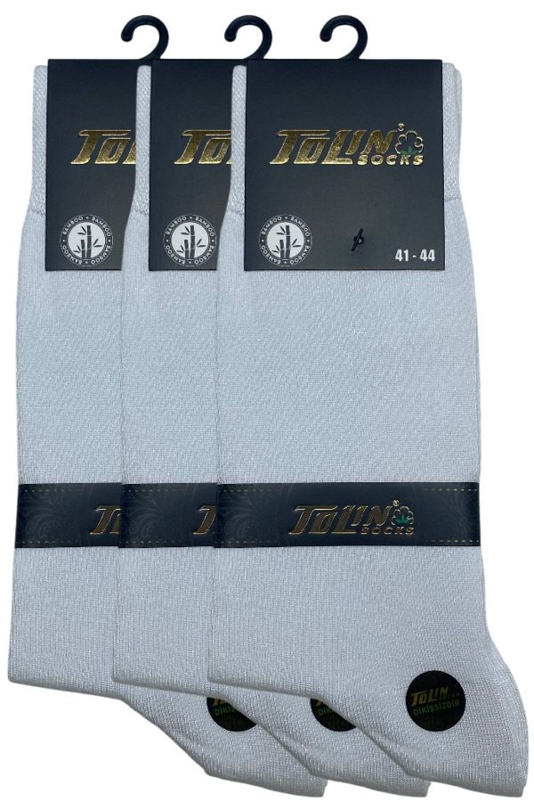 TOLIN-Men's 3-Piece White Bamboo Winter Socket Seamless Socks Set 14600 1