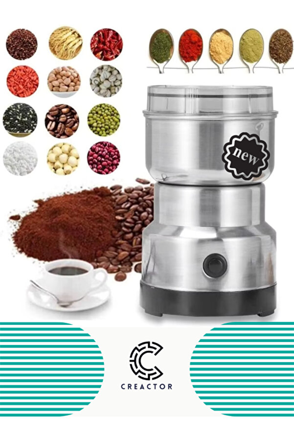 CREACTOR Kahve Baharat ve Mama Hazırlama Elektrikli Çelik Paslanmaz Öğütücü