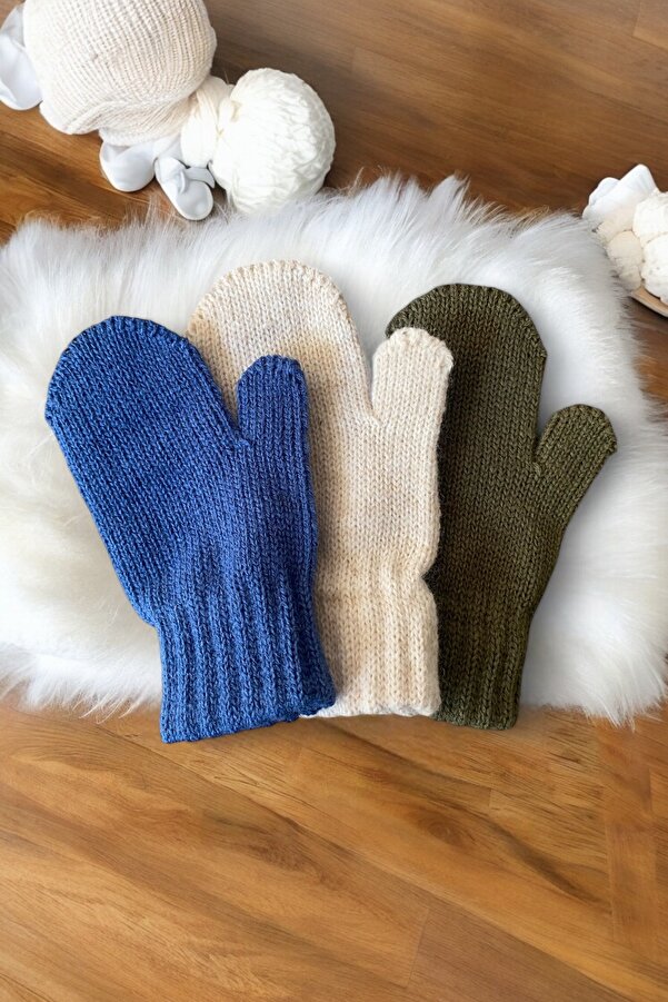 DAFFODİL Unisex Triko Bebek Eldiveni 3 Çift Set (0-3 YAŞ)