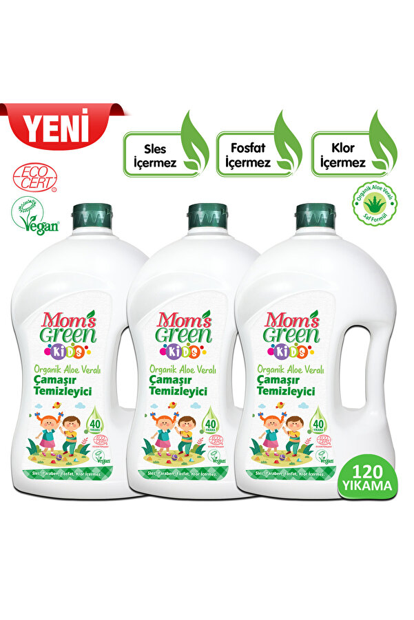 Mom's Green Kids Organik Çamaşır Temizleyici 1500 ml x 3 Adet ( 120 YIKAMA )