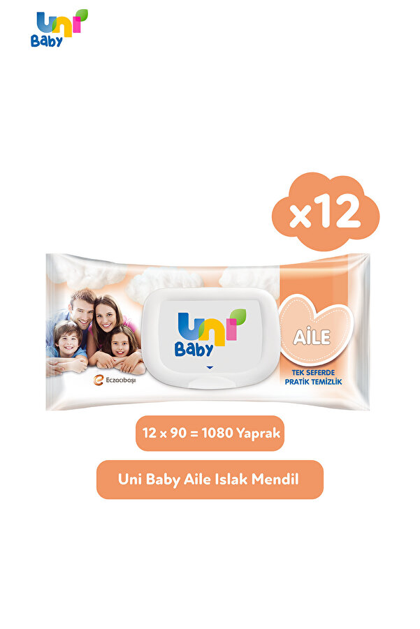 Uni Baby Aile Islak Mendil 12x90 (1080 YAPRAK)
