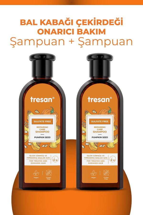 Tresan-Pumpkin Seed - Sulfate-Free Repair Care Shampoo 300 ml x2 Pieces 1