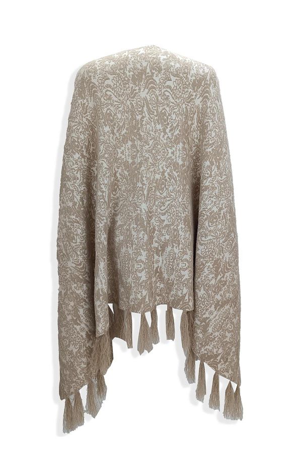 Uludağ Triko-Women's Mink Woven Tasseled Shoulder Shawl 1