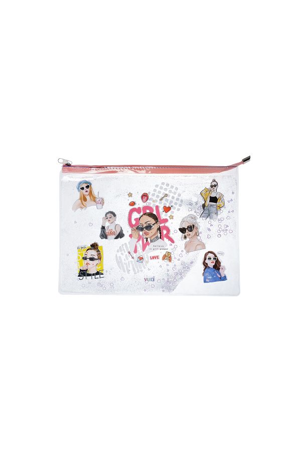 VUKİ-Zipper Clear A4 File with Lurex and Water 1
