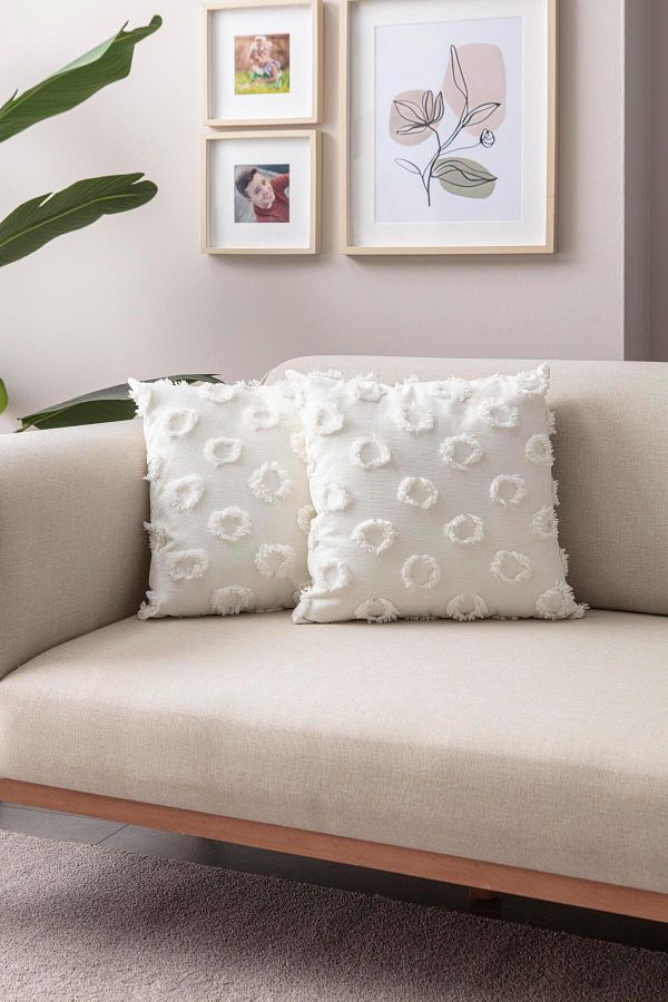 Markaev-Set of 2 Round Tassel Detailed Throw Pillow Covers 1