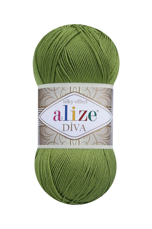 Alize-Diva 210 (Green) Amigurumi Hand Knitting String 1 Piece - (Thinter and Smaller as Normal Knitting Strings) ; 1