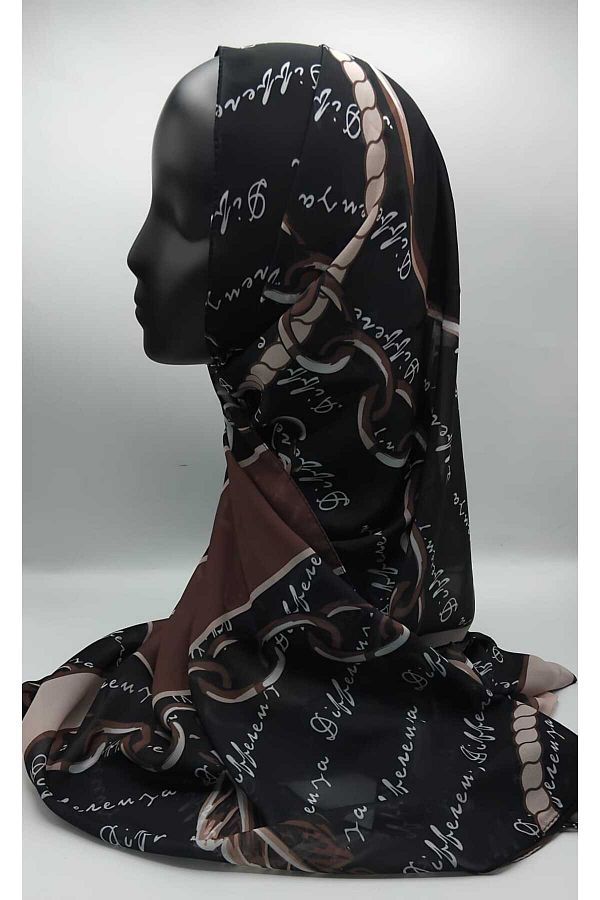 Differenza-Black Chain Patterned Shawl 1