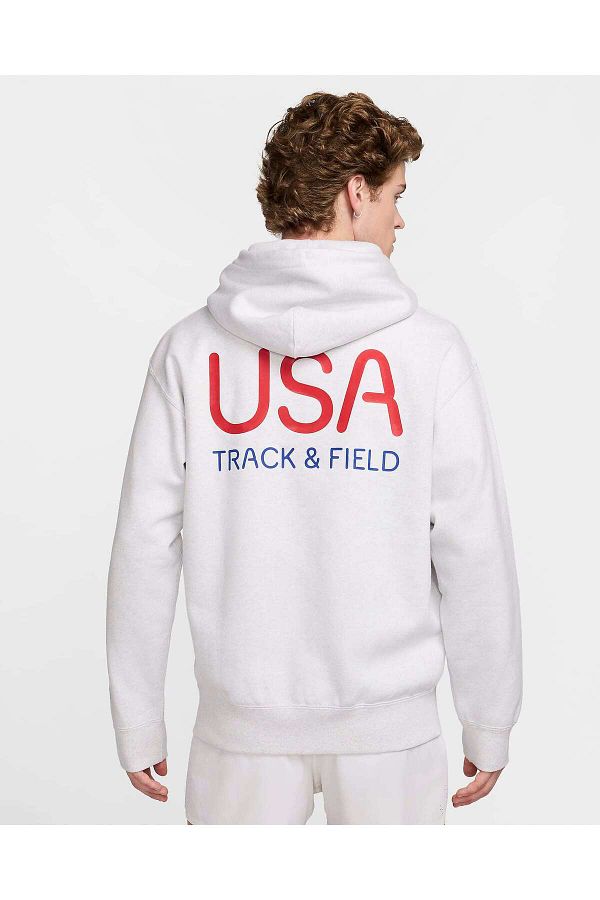 Nike-Nike Usa Solo Swoosh Men's Grey Fleece Hooded Sweatshirt - Fj3427-051 1