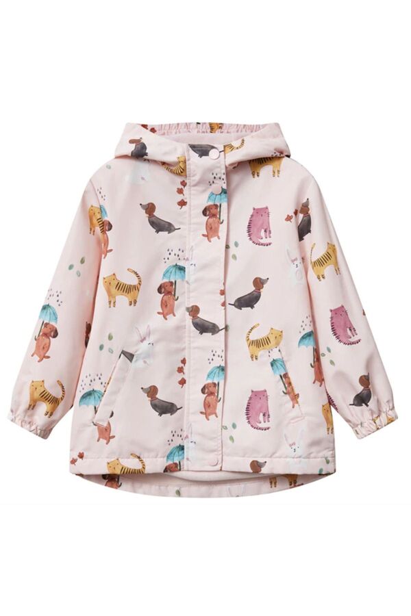 Petityu Cats&Dogs Kedi Köpek Desenli İçi Polar Astarlı Kalın Kız Çocuk Mont Kaban
