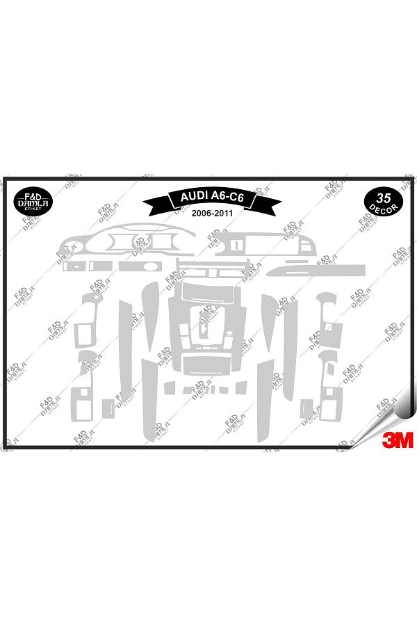 FD Damla Etiket-για Audi A6 C6 2006-2011 Σετ κονσόλας γαντιών στήθος μαόνι - 35 τεμάχια ασημί 1