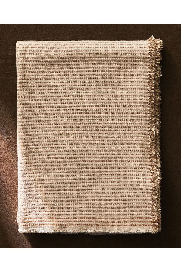 ZARA HOME-Light Beige Striped Pique - 140X190 cm 1