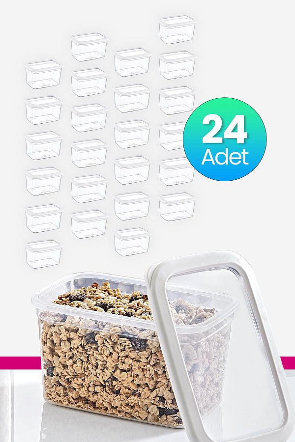 Smartware-24-Piece White Scale Rectangular Storage Set - 1210 ml 1