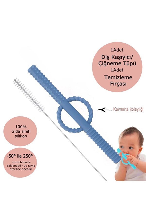 Moory İki Elle Rahat Kavranabilir Diş Kaşıyıcı-Bebek diş kaşıyıcı-Çiğneme Tüpü-Ergoterapi-Duyusal