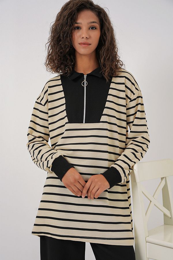 Bigdart-55454 Hijab-Tunika mit Reißverschluss für Damen – Schwarz 1