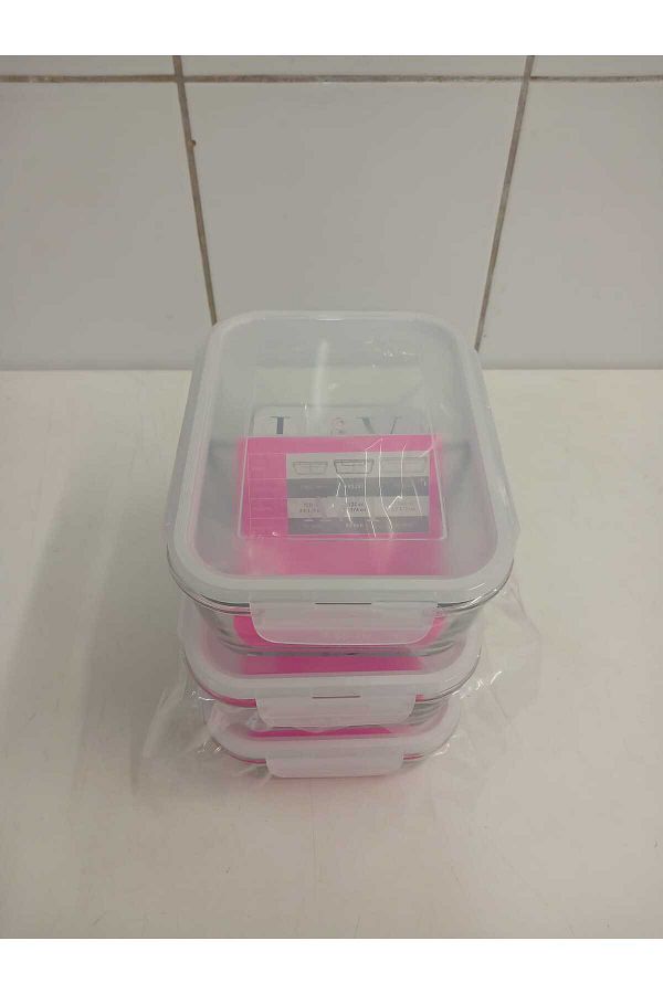 LAV-Feyzade Set of 3 1120Cc - Rectangular Storage Container with White Lid (Frs-297) 1
