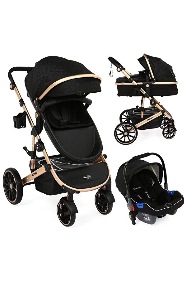 Yoyko Ultra Lüx Capsule Egg Travel Sistem Bebek Arabası Siyah Rose