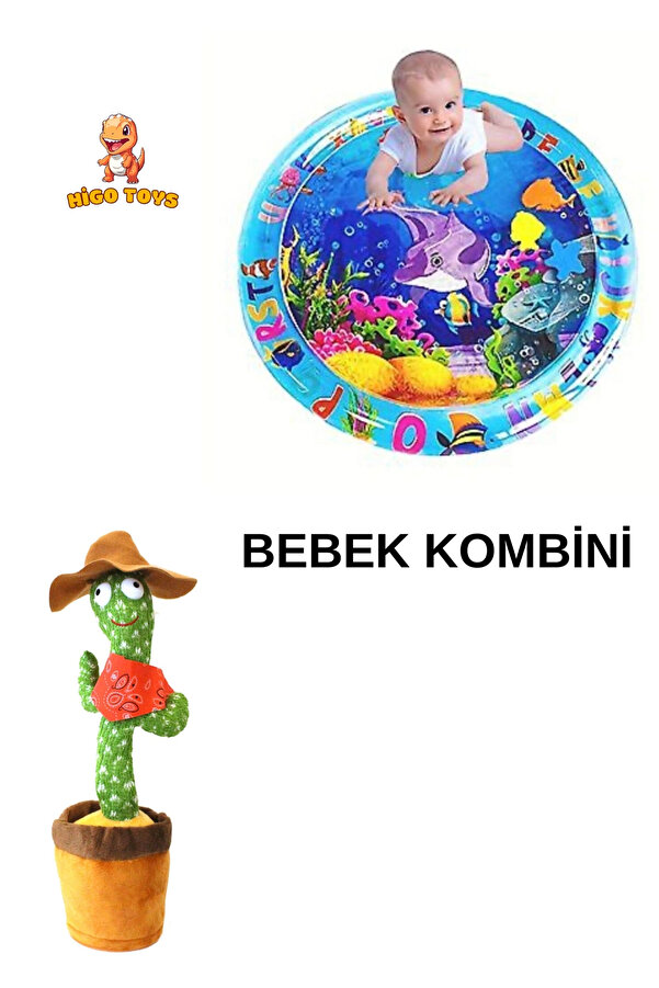 HigoToys Bebekler ve Çocuklar için Eğlenceli, Geliştirici, PVC Şişme, Su Oyun Matı-