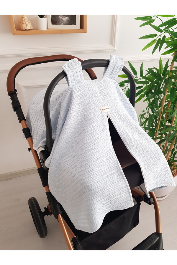 ib ilkimbebe Saç Örgü Pikeli Fermuarlı Bebek Puset Örtüsü