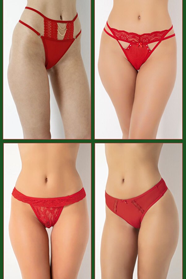DONEX-New Year's Themed 4-Piece Red Panties for New Year 1