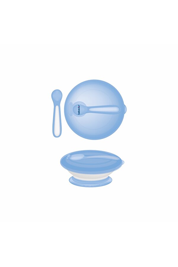 Bebedor Vakumlu Tabak Ve Kaşık Seti (KOD:8557) - Mavi