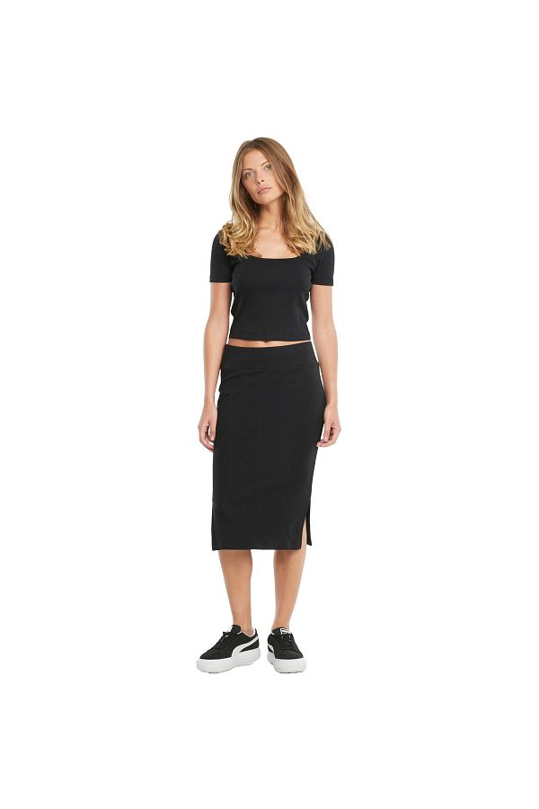 Puma Skirt Puma Classics Ribbed Midi Black Women Trendyol