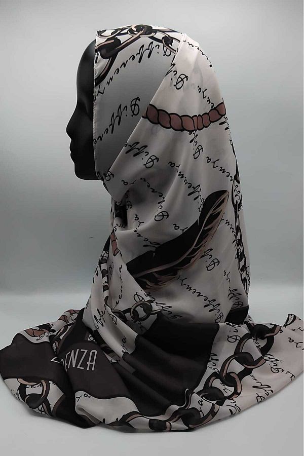 Differenza-Beige Chain Patterned Shawl 1