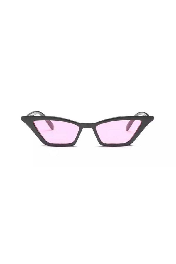 Toz Vintage-Kaptivo Black Cornered Cat Sunglasses - Pink Glass 1