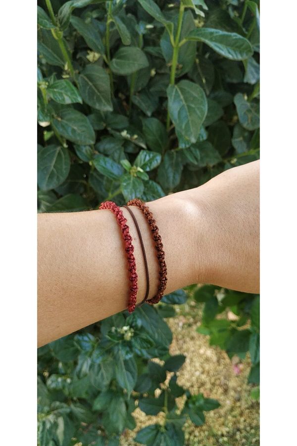 Fancyagnes-Handmade Macrame Knitted Parachute Thread 3-Piece Bracelet Set 1
