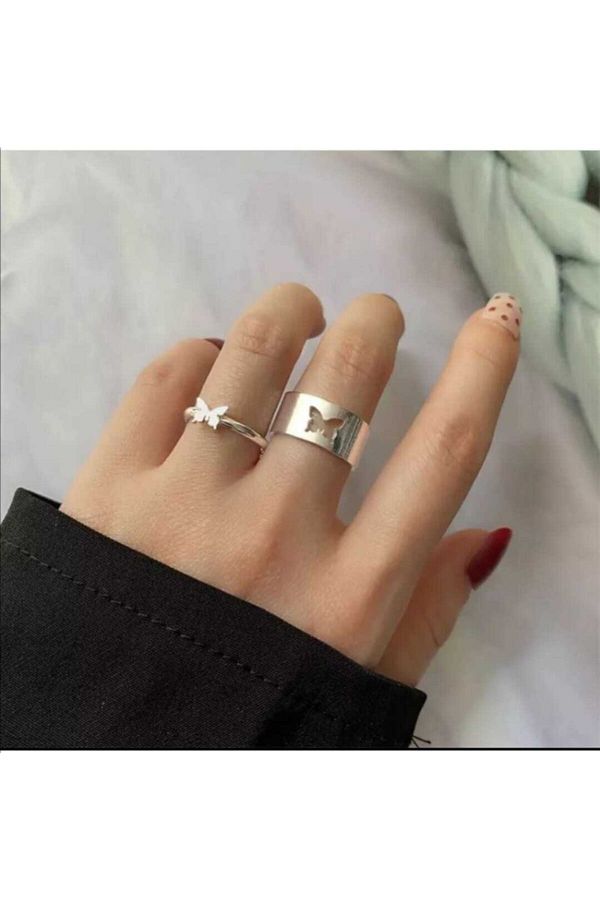 GİPSBUTİK-Puqqa Butterfly Patterned Yift Ring - Y2klbk1 1