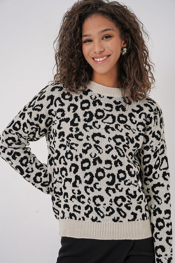 Bigdart-15909 Damen-Strickpullover mit Muster in Übergröße – Ecru 1