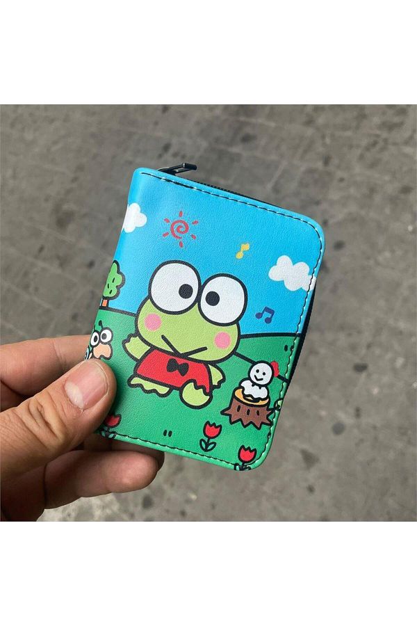 Köstebek-Sanrio Keroppi and Bunny Patterned Short Wallet 1