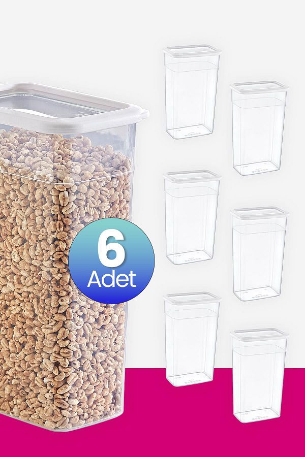 Smartware-White Set of 6 - Rectangular Storage Container, 3500 ml 1