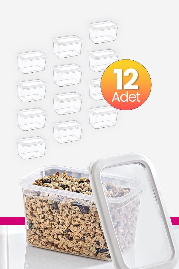 Smartware-White Set of 12 - Skali Rectangular Storage Container, 1210 ml 1