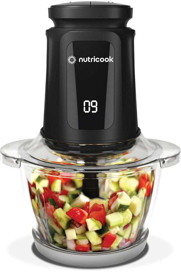 Nutricook-Choppi XL 1.2L Glass Chopper and Mincer, 500W w/ Pulse & 2 Speeds, Removable 4 SS-Blade 1
