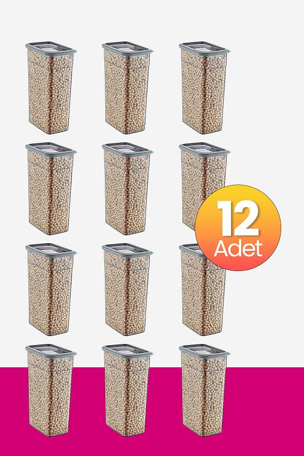 Smartware-Anthracite 3500 ml - Set of 12 Scale Rectangular Storage Containers 1