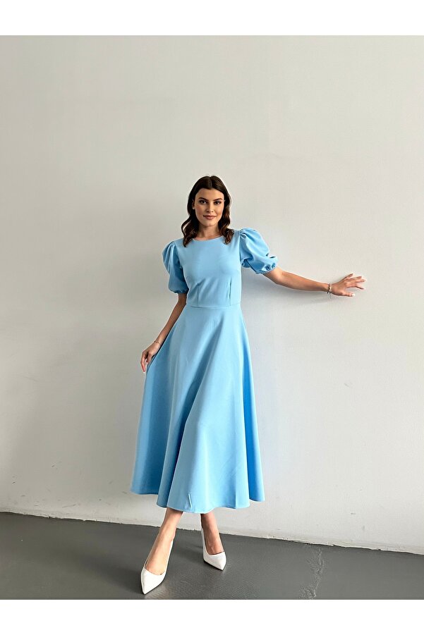 Afiş Butik Midi Dress with Watermelon Sleeves- Trendyol