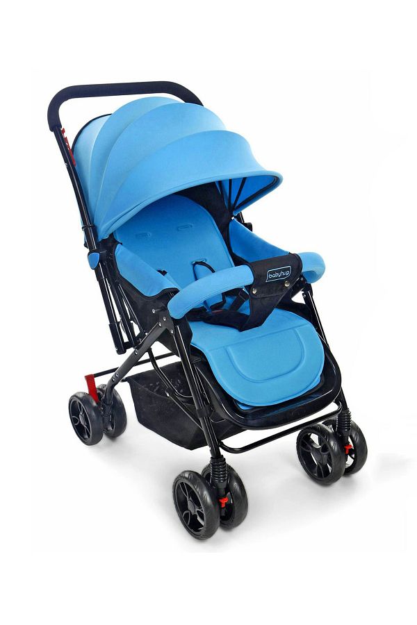 Babyhug-Symphony Stroller with Reversible Handle, Mosquito Net, Multi-Recline - 0 to 3 Years - Blue 1