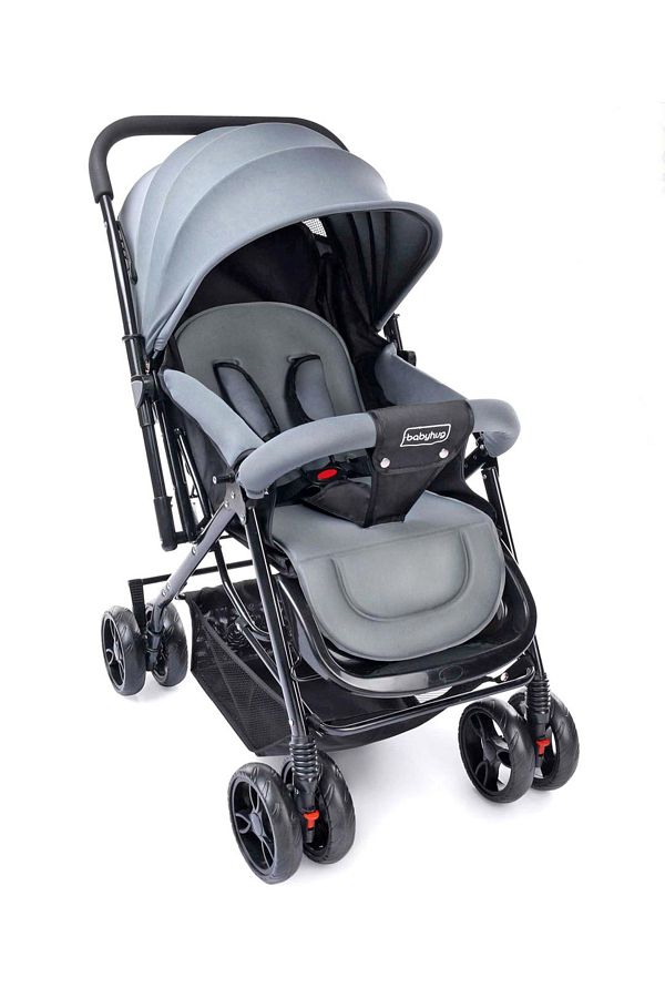 Babyhug-Babyhug Symphony Stroller - 0-3 Years, Reversible Handle, Mosquito Net, 5-Point Harness, Grey 1
