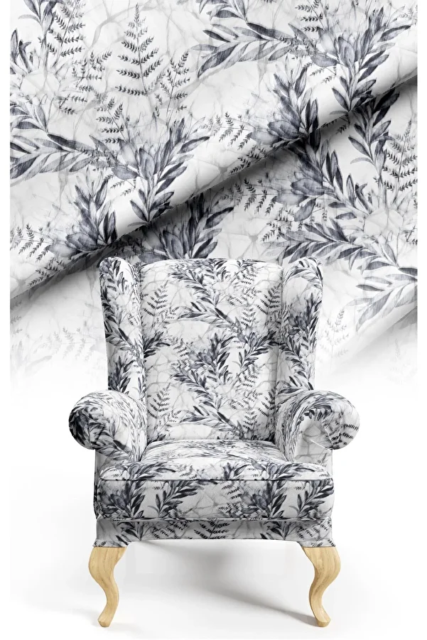 CANİLA-Leaf Pattern Digital Printed Upholstery Sofa Fabric, Throw Pillow, Cushion Covering. Flooring Fabric 1