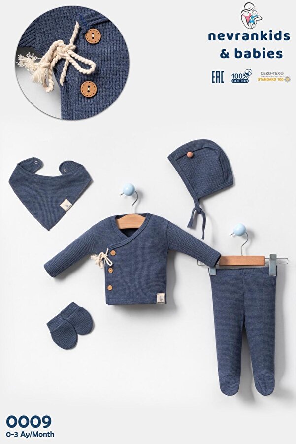 nevrankids Waffle Ip Bağlama’lı Kokonat Düğme 5'li Hastane Çıkışı