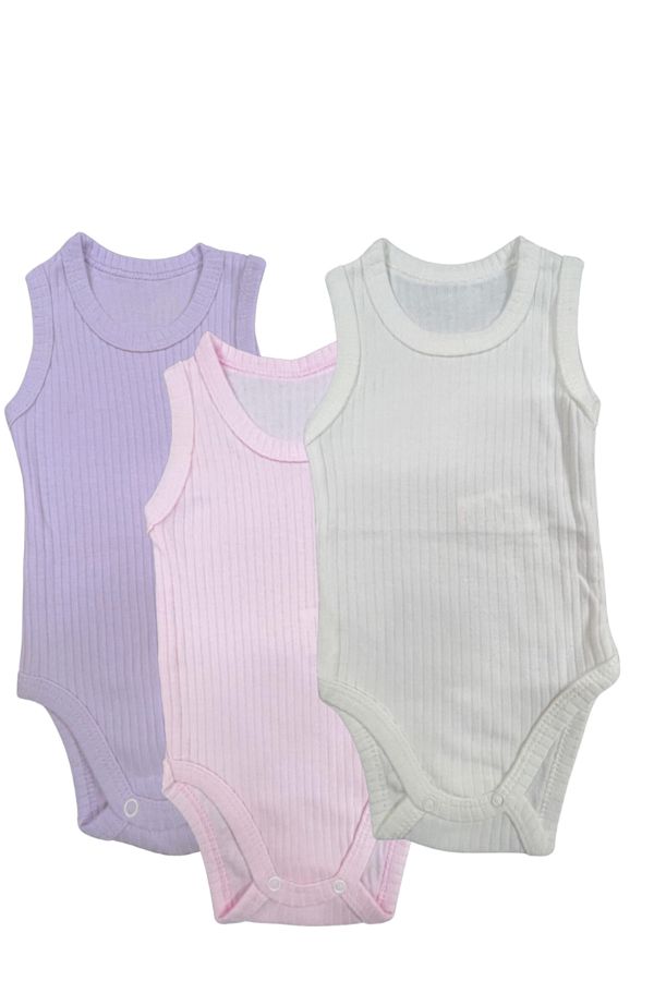 Akface-Cotton Combed Cotton Snap Fastener Newborn and Baby Corduroy Undershirt Bady Bodysuit Set of 3 1