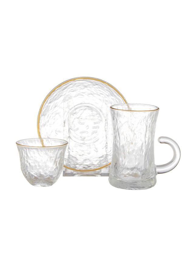 Dania 18-piece set for Saudi tea and coffee, made of clear glass with ...