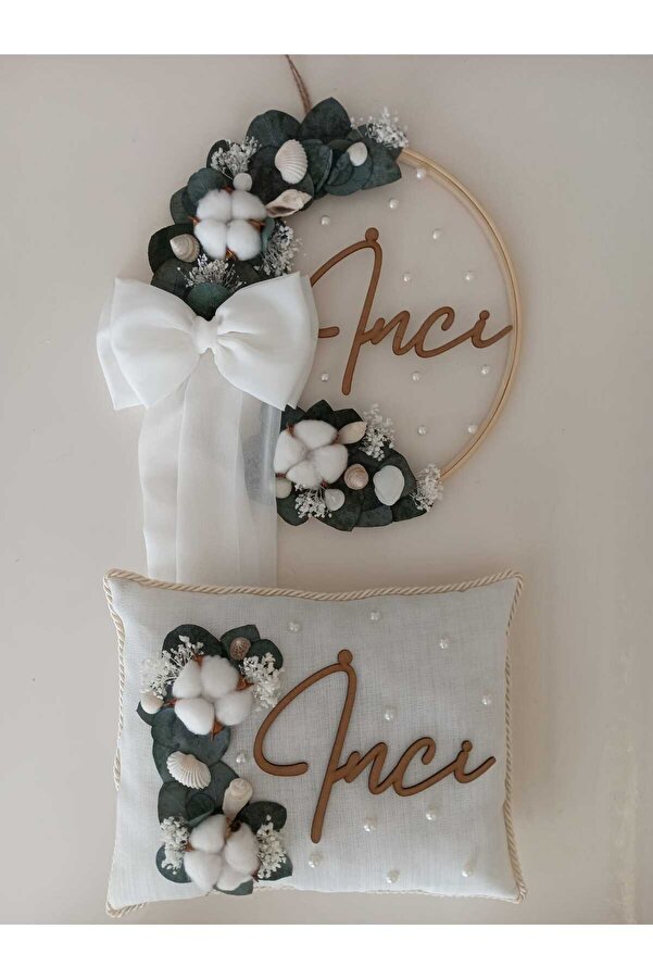 Moshi Design Beyaz İnci yastıklı bebek kapı süsü