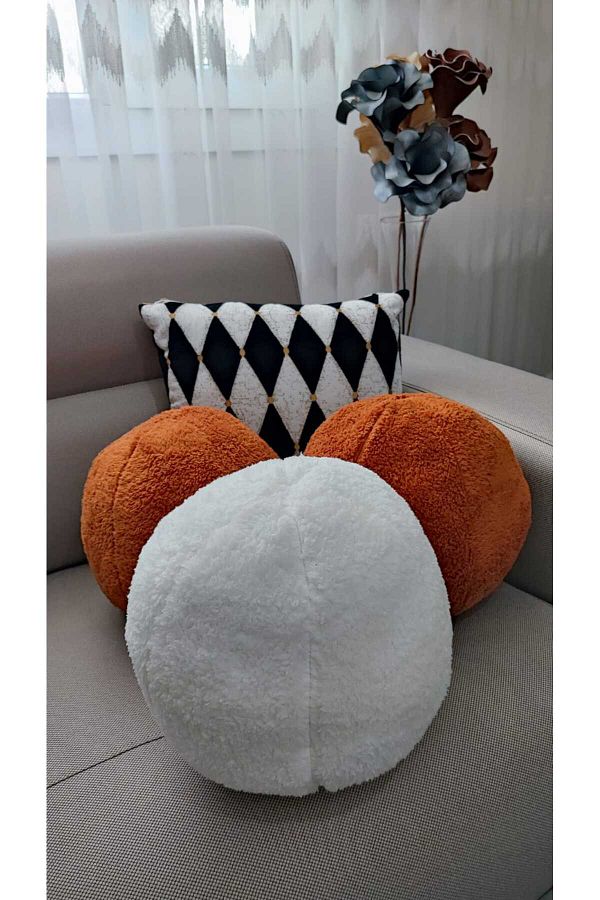 oneplise-Pernă/pernă 3 piese 2 gresie mari - 1 mare ecru (40 cm / 40 cm) 1